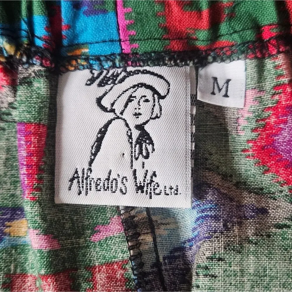 VTG 70s 80s Alfredo's Wife Southwest Multicolor Boho Maxi Skirt, sz Medium